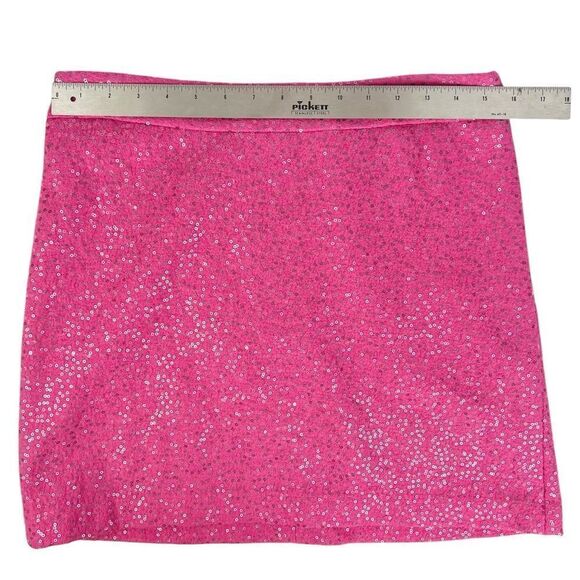 LOFT Hot Pink Barbie Sequin Mini Skirt 8 - Picture 3 of 7